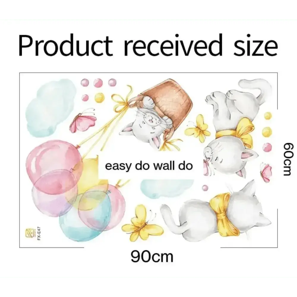 Adorable Kittens & Balloons Wall Stickers - Playful Decor - Easy do Wall do