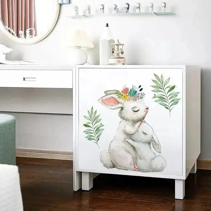 Adorable Rabbit Wallpaper Stickers - Whimsical Nature Decor - Easy do Wall do