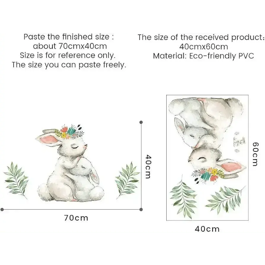 Adorable Rabbit Wallpaper Stickers - Whimsical Nature Decor - Easy do Wall do