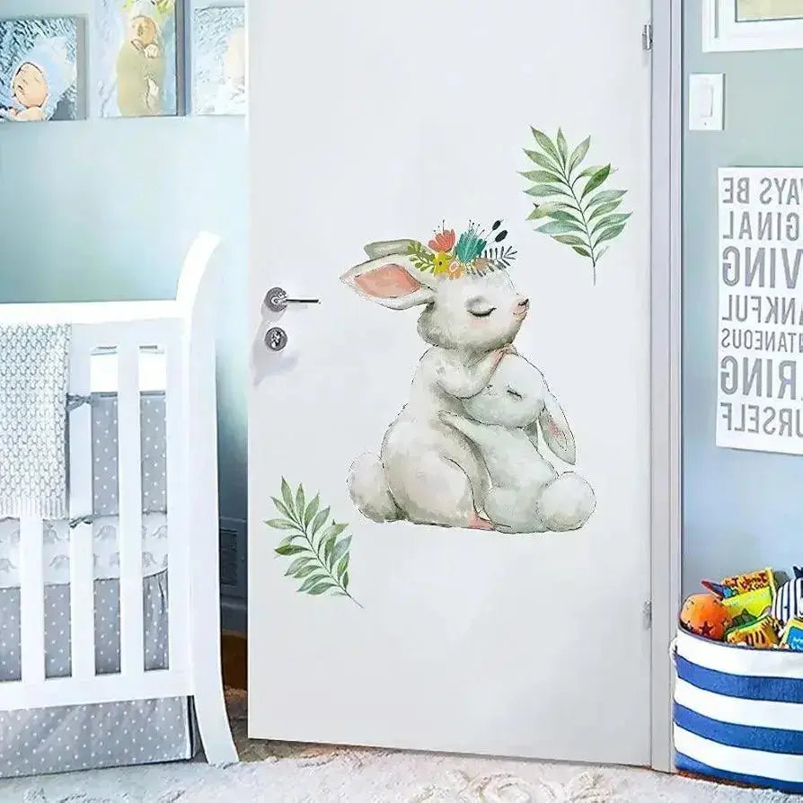 Adorable Rabbit Wallpaper Stickers - Whimsical Nature Decor - Easy do Wall do