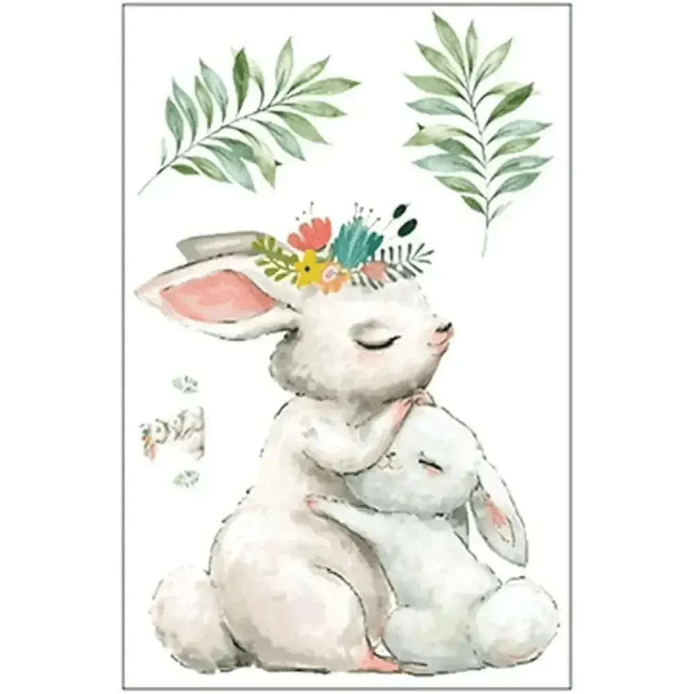 Adorable Rabbit Wallpaper Stickers - Whimsical Nature Decor - Easy do Wall do