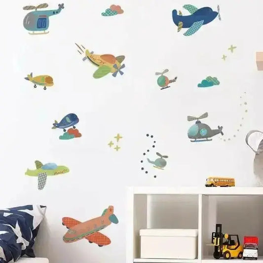 Airplane and Helicopter Wall Stickers - Fun Sky Decor - Easy do Wall do