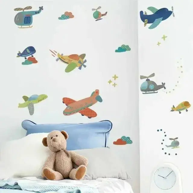 Airplane and Helicopter Wall Stickers - Fun Sky Decor - Easy do Wall do