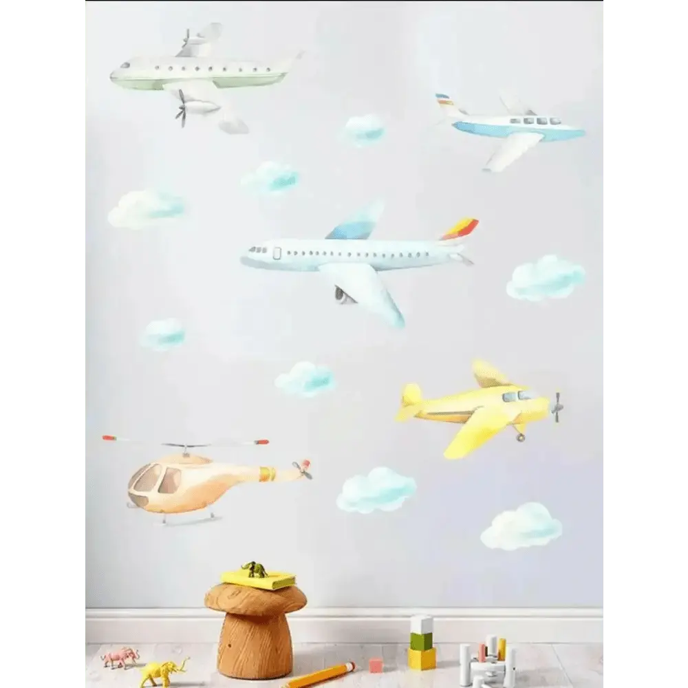 Airplane and Helicopter Wallpaper Stickers - Sky Themed Decor - Easy do Wall do