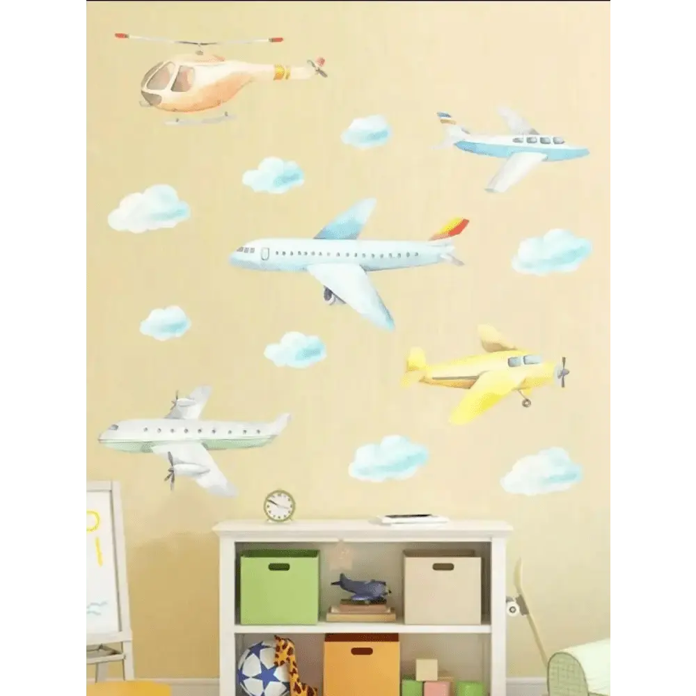 Airplane and Helicopter Wallpaper Stickers - Sky Themed Decor - Easy do Wall do
