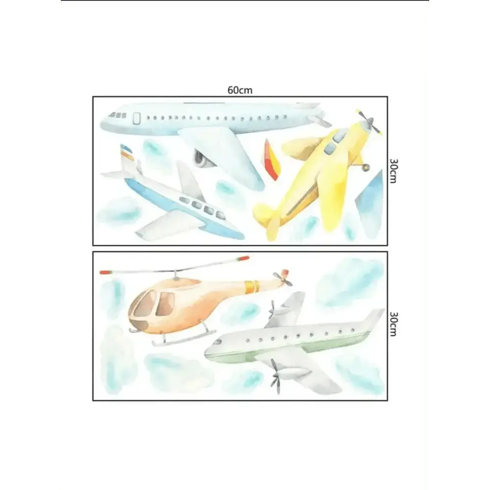 Airplane and Helicopter Wallpaper Stickers - Sky Themed Decor - Easy do Wall do