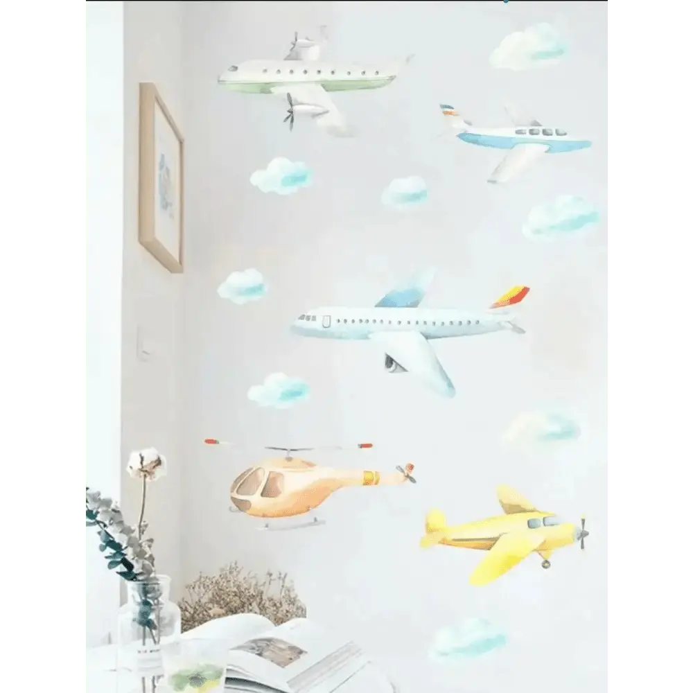 Airplane and Helicopter Wallpaper Stickers - Sky Themed Decor - Easy do Wall do