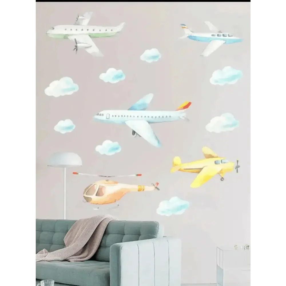 Airplane and Helicopter Wallpaper Stickers - Sky Themed Decor - Easy do Wall do