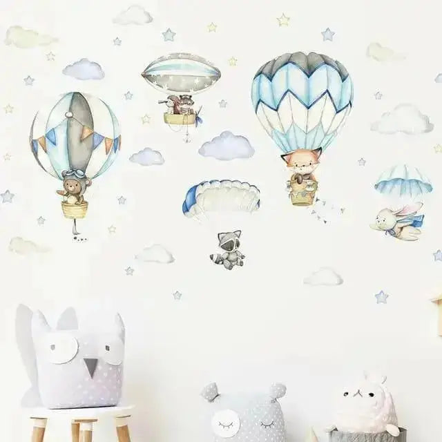 Animal Hot Air Balloon Wallpaper Stickers for Kids - Easy do Wall do