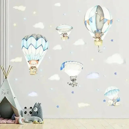 Animal Hot Air Balloon Wallpaper Stickers for Kids - Easy do Wall do