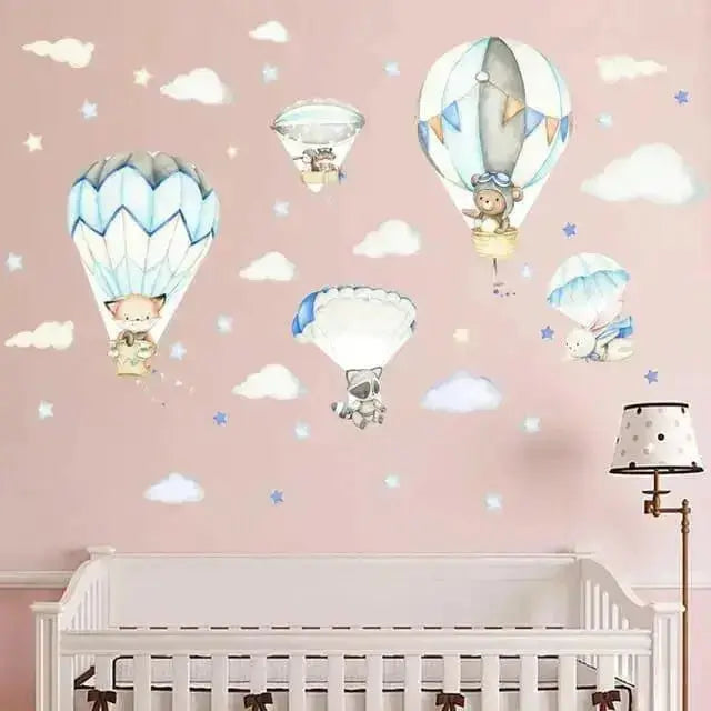 Animal Hot Air Balloon Wallpaper Stickers for Kids - Easy do Wall do