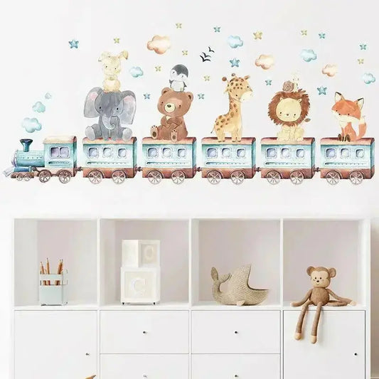 Animal Train Wall Decals for Kids Room - Easy do Wall do
