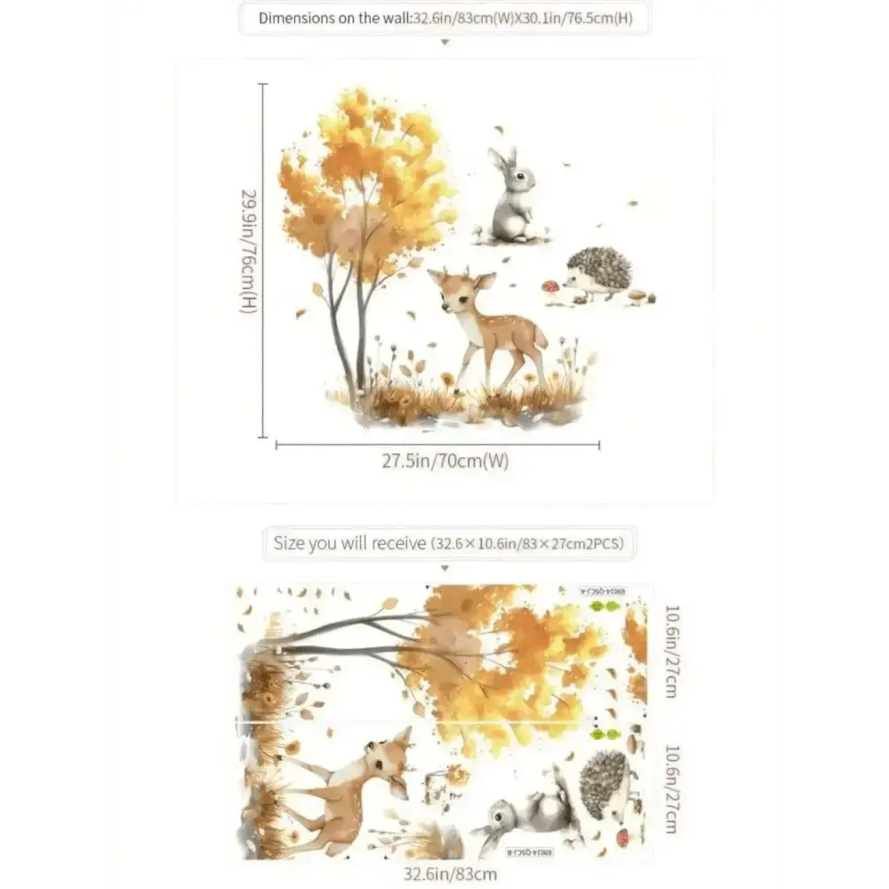 Autumn Forest Animal Wallpaper Stickers - Whimsical Nature Decor - Easy do Wall do