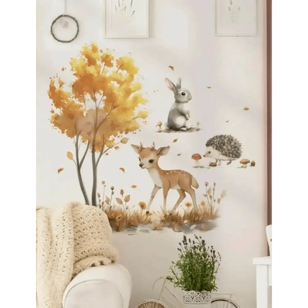 Autumn Forest Animal Wallpaper Stickers - Whimsical Nature Decor - Easy do Wall do