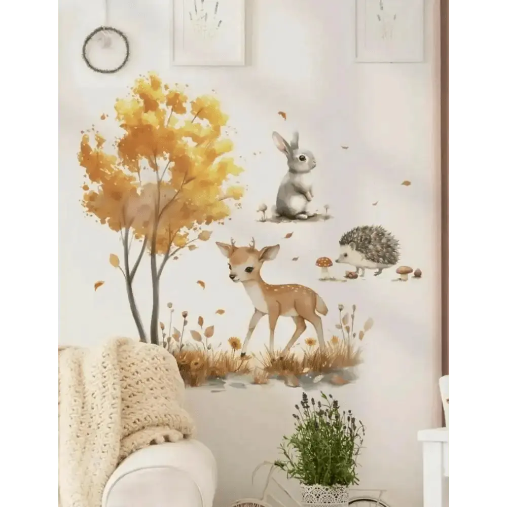 Autumn Forest Animal Wallpaper Stickers - Whimsical Nature Decor - Easy do Wall do