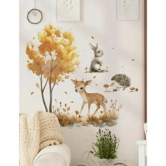 Autumn Forest Animal Wallpaper Stickers - Whimsical Nature Decor - Easy do Wall do
