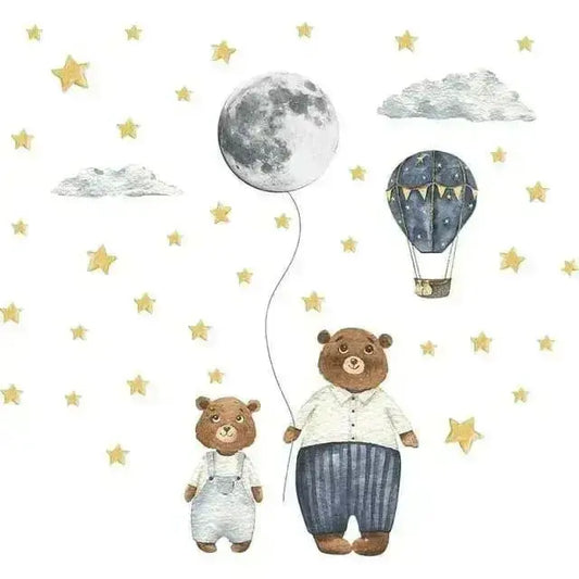 Bear and Moon Wall Stickers for Kids - Whimsical Room Decor - Easy do Wall do