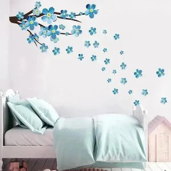 Blue Flower Branch Wall Decals - Elegant and Fresh Decor - Easy do Wall do