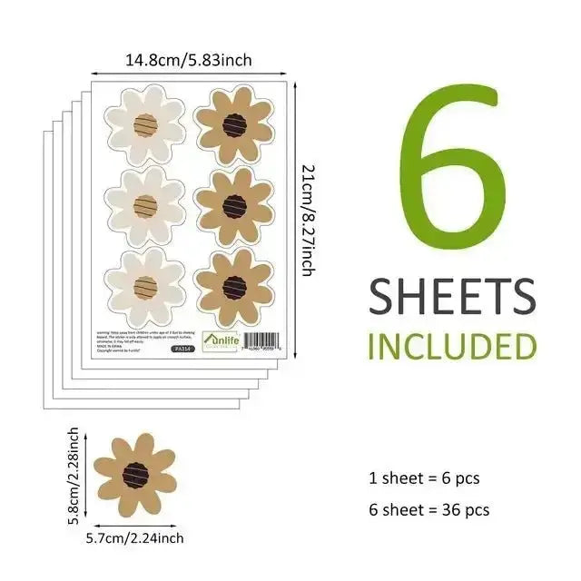 Boho Daisy Wall Stickers - Modern Floral Wall Art - Easy do Wall do