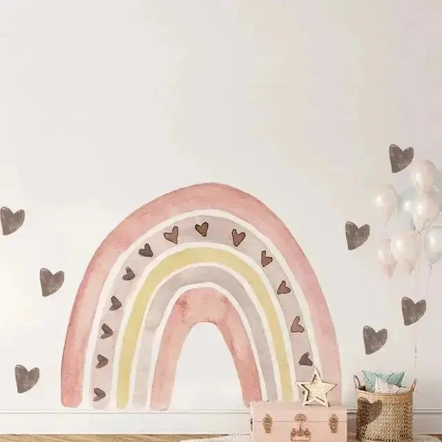 Boho Heart Rainbow Wall Decals - Whimsical and Cozy Decor - Easy do Wall do