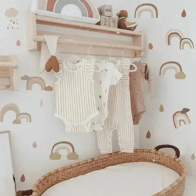 Boho Rainbow Cloud Wall Stickers - Neutral Nursery Decor - Easy do Wall do