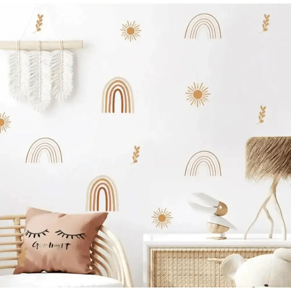Boho Rainbow Sun Wall Stickers - Modern Neutral Decor - Easy do Wall do