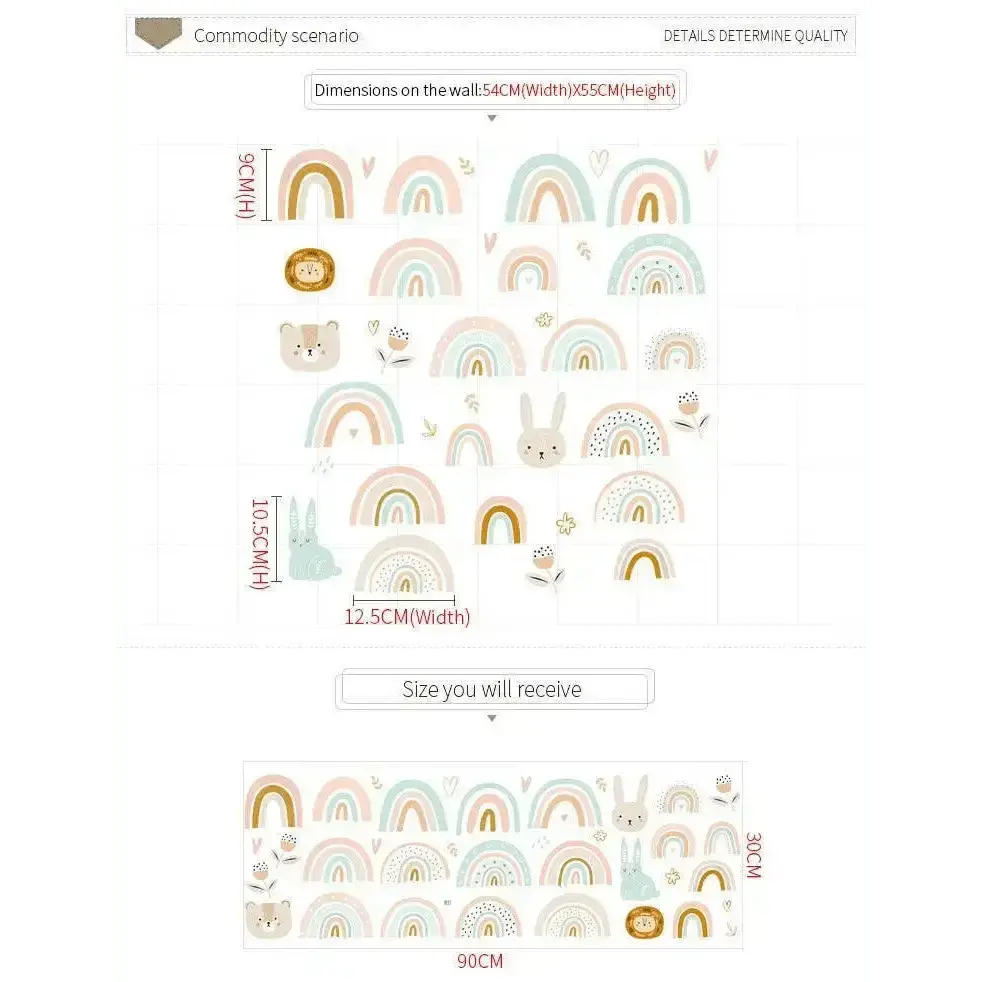 Boho Rainbow Wallpaper Stickers for Baby Room Decor - Easy do Wall do