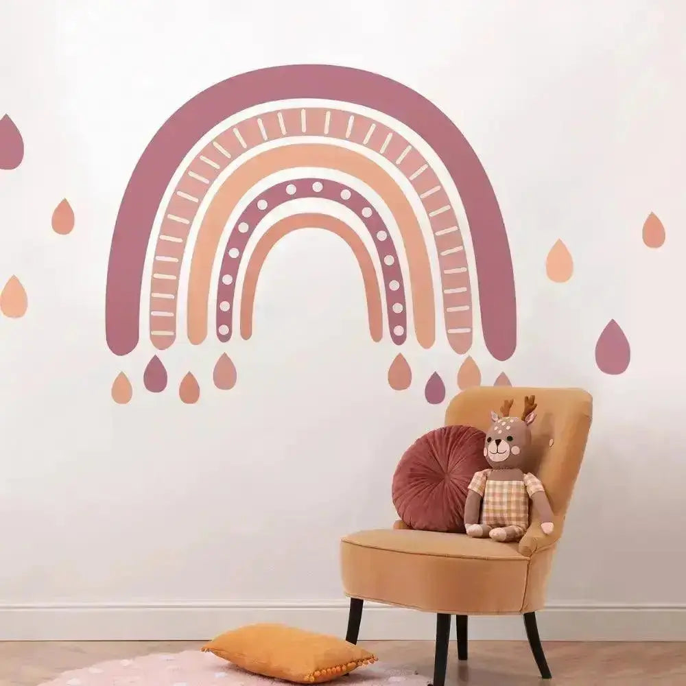 Boho Rainbow with Raindrops Wall Decals - Cozy and Stylish Home Decor - Easy do Wall do
