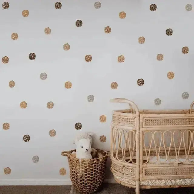 Boho Rose Wall Decals - Modern Gold Brown Floral Decor - Easy do Wall do