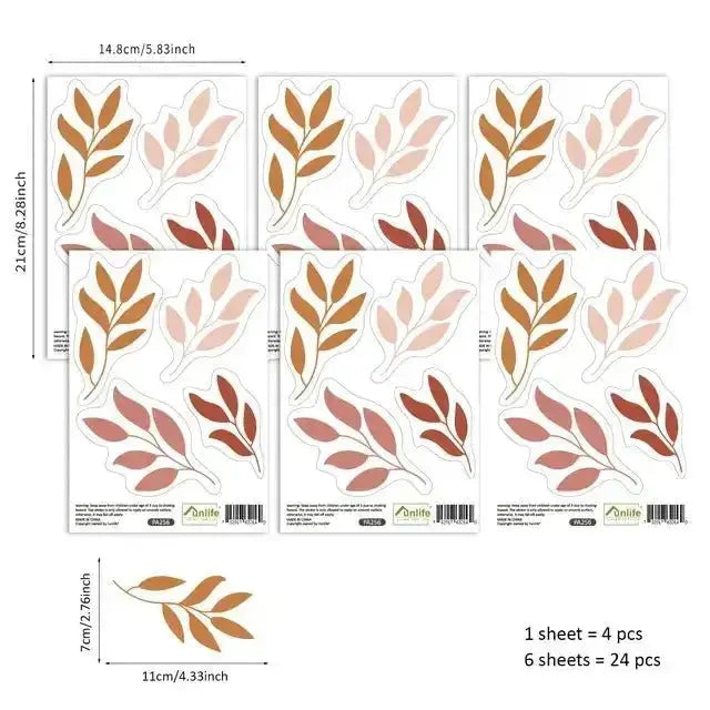 Botanical Leaf Wall Stickers - Modern Earth Tone Design - Easy do Wall do