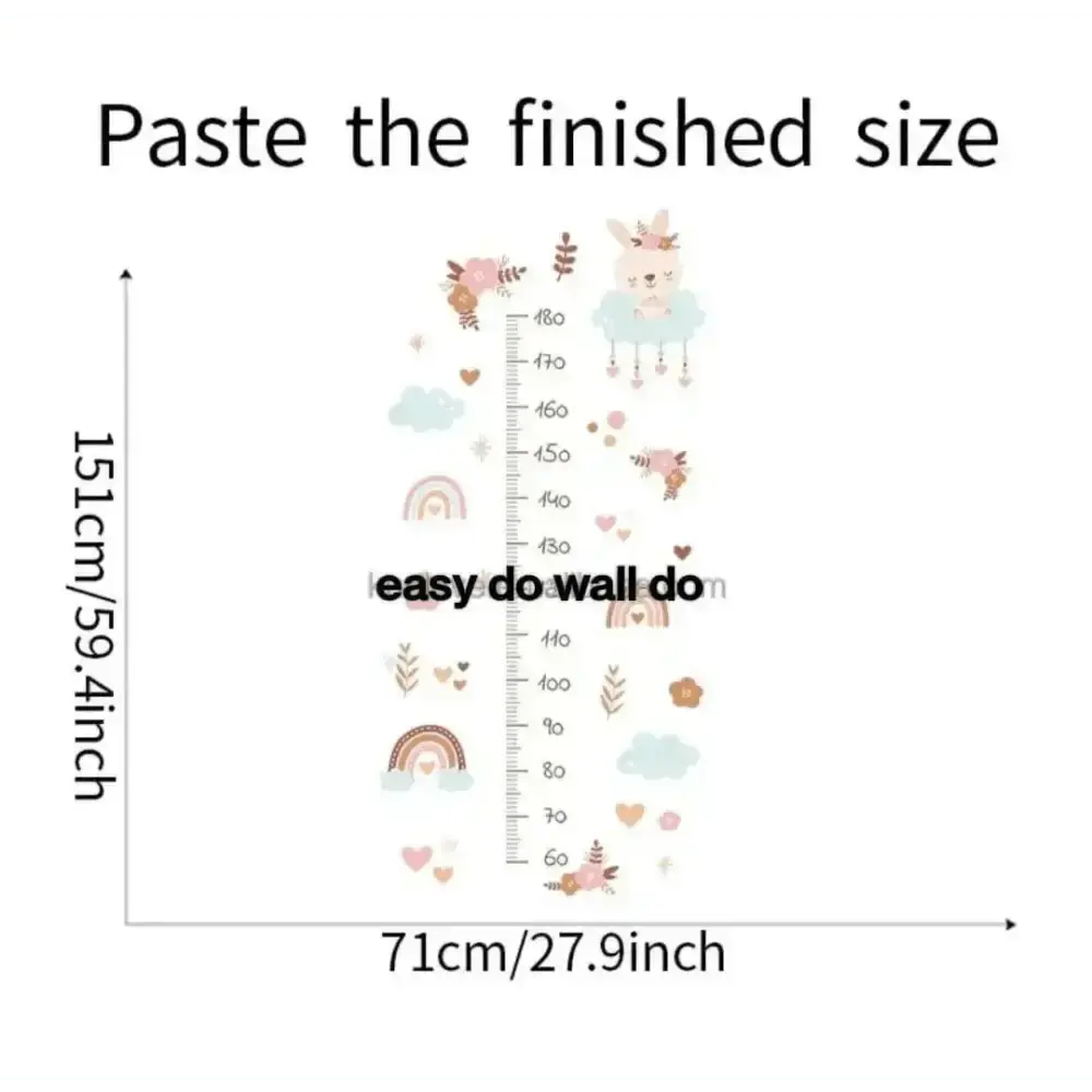 Bunny Growth Chart Wall Stickers - Fun and Functional Decor - Easy do Wall do