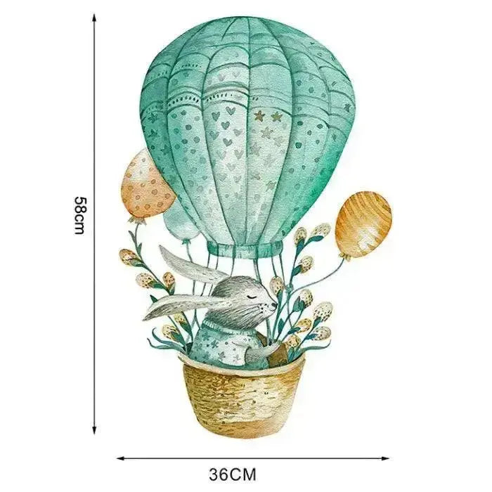 Bunny Hot Air Balloon Wall Sticker - Whimsical Room Decor - Easy do Wall do