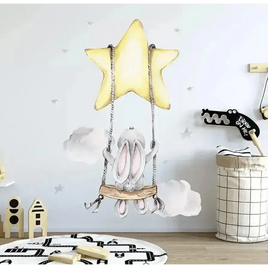 Bunny on a Swing Wall Stickers for Playful Spaces - Easy do Wall do
