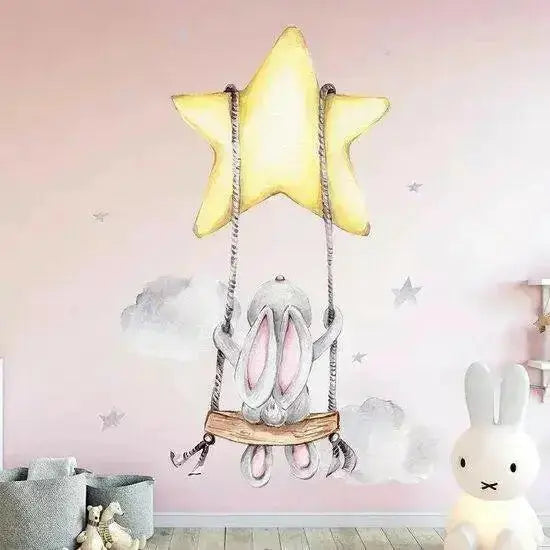 Bunny on a Swing Wall Stickers for Playful Spaces - Easy do Wall do