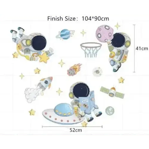 Cartoon Astronaut Wall Sticker - Fun Space Decor - Easy do Wall do