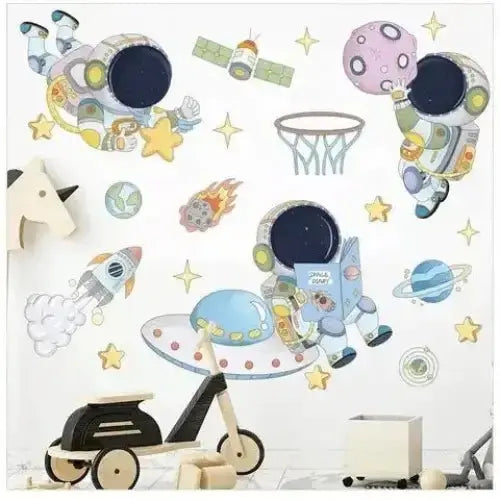 Cartoon Astronaut Wall Sticker - Fun Space Decor - Easy do Wall do