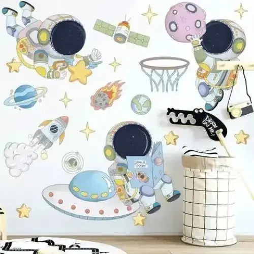 Cartoon Astronaut Wall Sticker - Fun Space Decor - Easy do Wall do