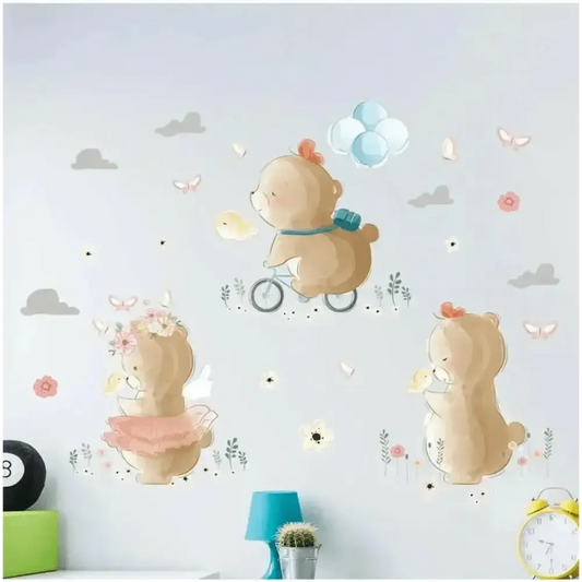 Cartoon Bear Wall Stickers - Adorable Room Decor - Easy do Wall do
