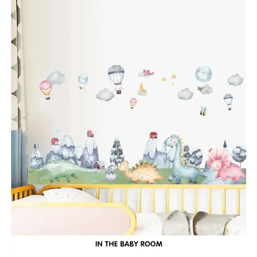 Cartoon Cute Dinosaur Wallpaper Stickers - Fun and Adorable Room Decor - Easy do Wall do