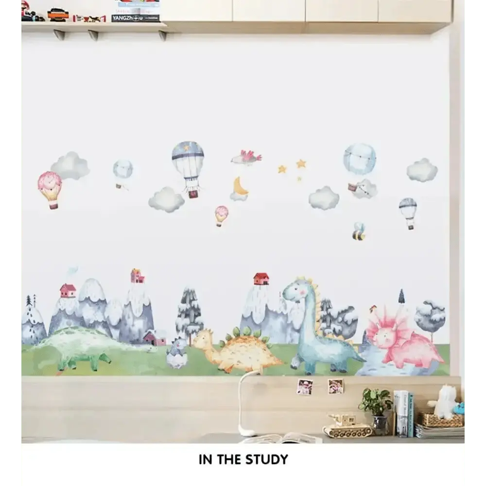 Cartoon Cute Dinosaur Wallpaper Stickers - Fun and Adorable Room Decor - Easy do Wall do