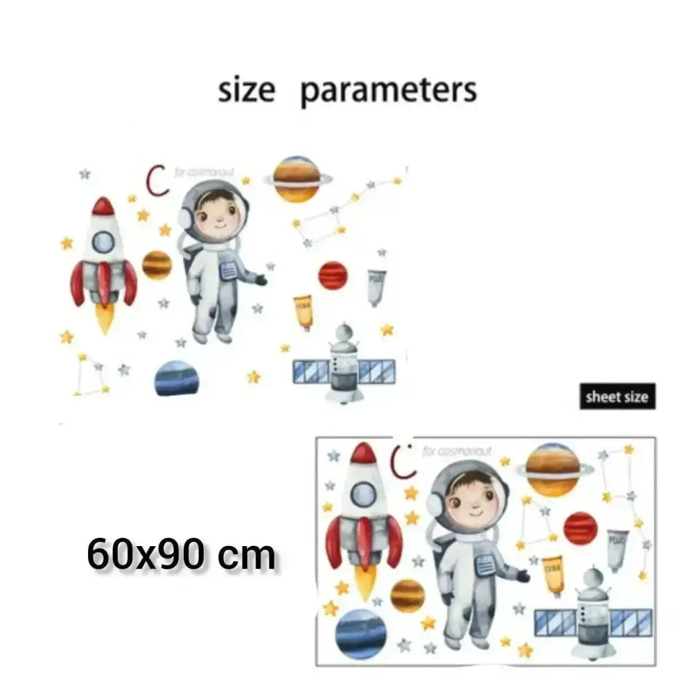 Cartoon Spaceman Rocket Wall Sticker - Large Size Decor - Easy do Wall do