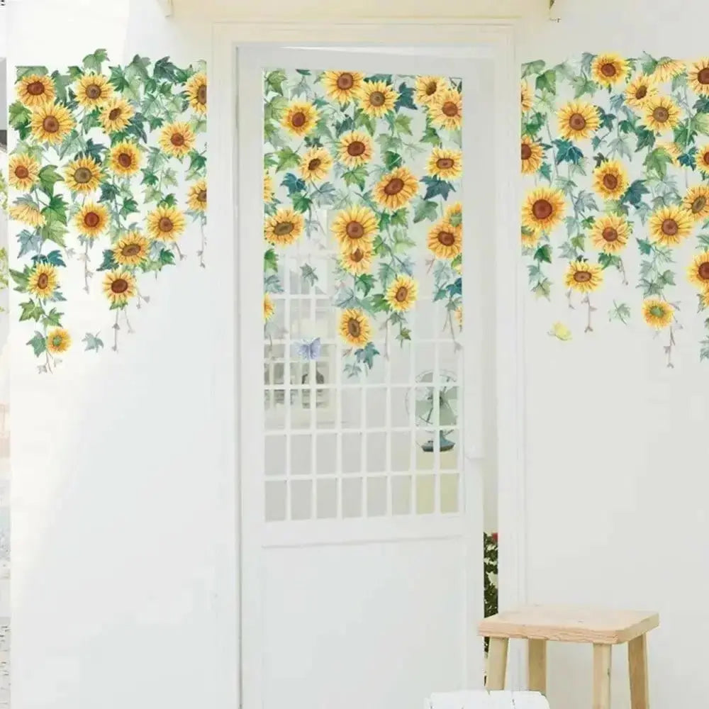 Cascading Sunflower Wallpaper Sticker for Bright Spaces - Easy do Wall do
