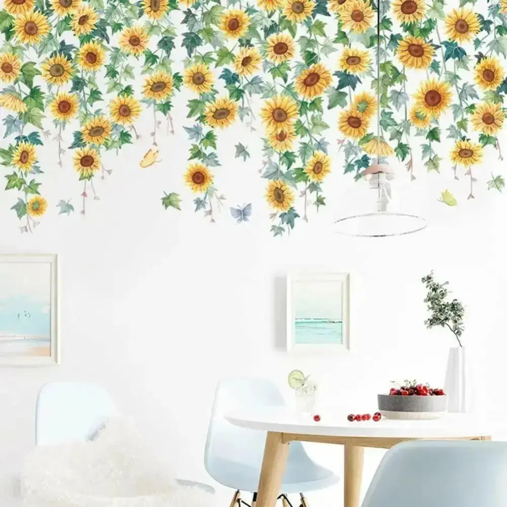 Cascading Sunflower Wallpaper Sticker for Bright Spaces - Easy do Wall do