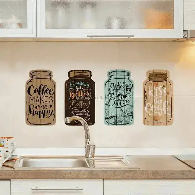 Coffee Happy Japanese Style Jar Self - Adhesive Wallpaper - Easy do Wall do