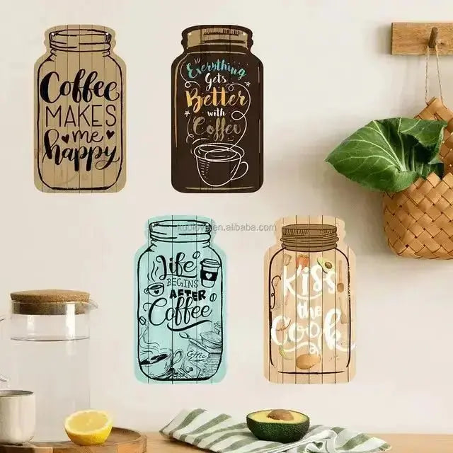 Coffee Happy Japanese Style Jar Self - Adhesive Wallpaper - Easy do Wall do