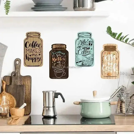 Coffee Happy Japanese Style Jar Self - Adhesive Wallpaper - Easy do Wall do