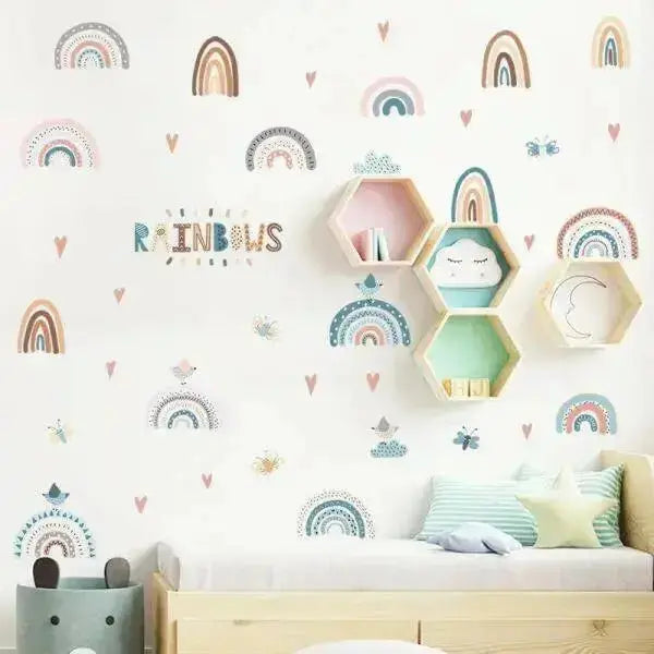 Colorful Boho Rainbow Wallpaper Stickers for Nurseries - Easy do Wall do
