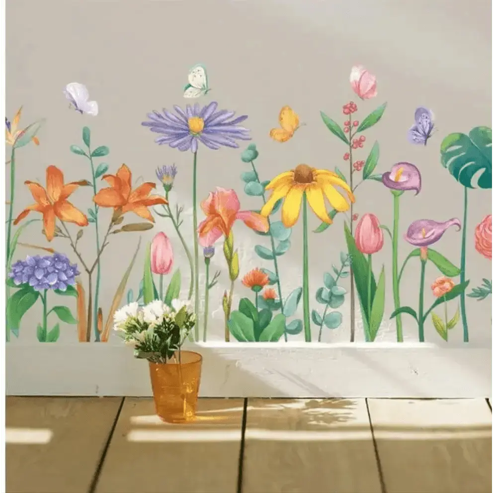 Colorful Garden Wallpaper Sticker for Vibrant Spaces - Easy do Wall do