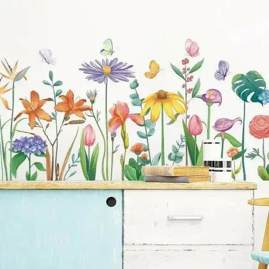 Colorful Garden Wallpaper Sticker for Vibrant Spaces - Easy do Wall do