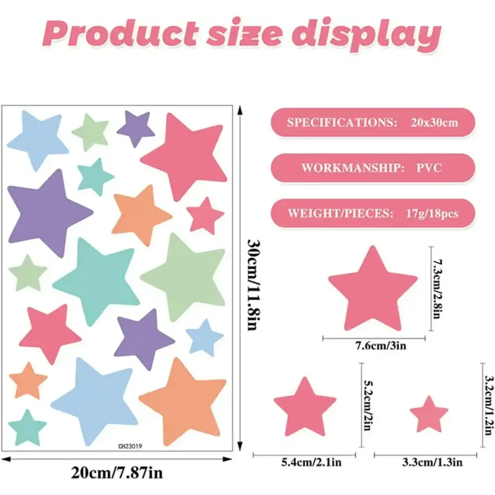 Colorful Star Wallpaper Sticker Set - Vibrant Room Decor - Easy do Wall do
